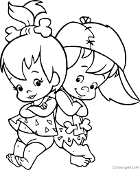Pebbles Flintstone and Bamm Bamm Rubble Coloring Page - ColoringAll