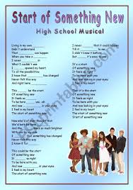 The start of something new. Start Of Something New Fill In Lyrics Esl Worksheet By Ituska