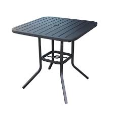 Style Selections Pelham Bay Square Outdoor Bistro Table 33 In W X 33 In L With Umbrella Hole Lowes Com In 2020 Resin Patio Furniture Outdoor Dining Table Bistro Table Outdoor