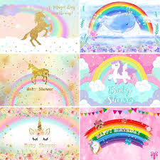 Meeting new people, food, desserts, games, and opening of gifts. Newborn Rainbow Unicorn Photography Background Whale Shark Baby Shower Kids Portrait Birthday Party Backdrop Decoration Studio Background Aliexpress