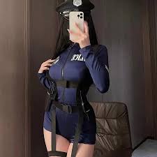 Seksi Kadın Polis Cosplay Parti Kostüm Sıcak Anime Kirli Polis Memuru  RolePlay Kıyafet Kadın Teddy Fermuar Kısa Kollu Tulum Seti - AliExpress