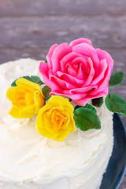Fondant wedding cake with gumpaste roses photo. How To Attach Gumpaste Flowers To Cakes I Scream For Buttercream