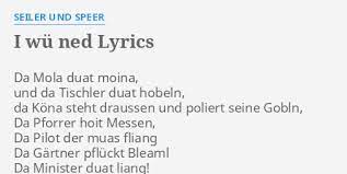 Seiler und speer — mon amour 04:51. I Wu Ned Lyrics By Seiler Und Speer Da Mola Duat Moina
