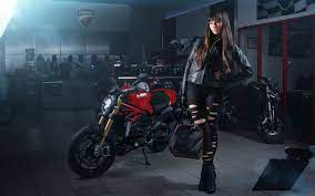4502329 Ducati, hands on hips, women, model, women with motorcycles,  motorcycle, leggings, Ducati Monster, fingerless gloves, ripped clothes,  black gloves, leather jackets - Rare Gallery HD Wallpapers