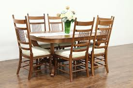 oak vintage dining set, table, 4 leaves