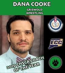Congratulations to our Eastern Connecticut Conference coaches who were  selected as 2019 CT High School Coaches Association Coaches of the Year!  Dana Cooke (Griswold Wrestling), Colleen Lineburgh (Waterford Unified  Sports) & Jeff