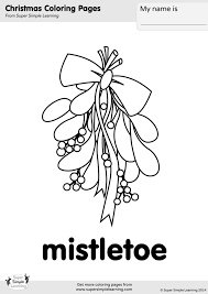 Christmas sheet with cute kitten. Mistletoe Coloring Page Super Simple