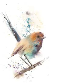 Wren Bird Painting Original Watercolor Painting Bird Art Colourful Bright Colors Loose Style Bird Painting By Can 2020 Kus Sanat Sanatsal Resimler Soyut Suluboya