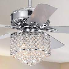Medium rooms (up to 12 x 14) blade span: Deidor 52 Inch Chrome Ceiling Fan With Crystal Chandelier On Sale Overstock 22108345