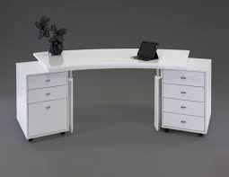 This modern gaming corner desk is made of the steel black legs that keep the gaming surface stable. Modern Curved White Lacquer Executive Desk With Two Mobile Files Computerdesk Com