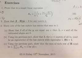 This Exercise Is About Hat Matrix I Need To Prove Chegg Com