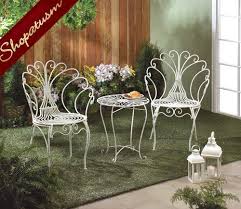 Peacock White Metal Bistro Set Garden Table And Chairs Outdoor Patio Furniture Sets Bistro Patio Set Outdoor Patio Decor