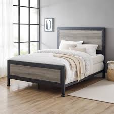 $1,458 market price $2,859 save 49%. Walker Edison Furniture Company Industrial Grey Wash Queen Wood And Metal Bed Hdqawgw The Home Depot