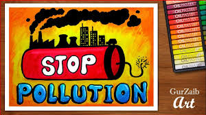 how to draw stop pollution poster chart for school students