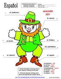 Spanish St Patrick S Day Clothing Label The Leprechaun Learning Spanish Homeschool Spanish Spanish Holidays