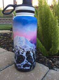 Mount Bachelor On Hydro By Me Art By Hannaht Handpaintedhydro Hydroflask Hydro Mountain Water Bottle Art Water Bottle Design Hydro Flask Water Bottle