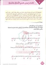 حل درس علامات اعراب الاسم الاصلية والفرعية لغة عربية الصف السابع مدرستي الامارتية