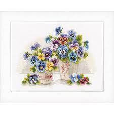 Flowers bouquet cross stitch pattern. Vervaco Cross Stitch Kit Pretty Pansies Cross Stitch