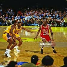 The Lakers' A.C. Green and Terry Teagle try to hound the GOAT during the 91  Finals in L.A.