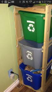 Recycle Bins Good Idea To Keep Things Neat And Off The Floor For The Garage Recycling Bin Storage Recycling Storage Recycling Bins