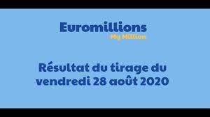 Find the latest euromillions results. Resultat Euromillions My Million Tirage Du Vendredi 28 Aout 2020 Youtube
