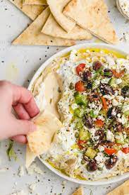 Greek Dip With Hummus And Tzatziki Andie Mitchell Recipe Greek Recipes Food Appetizer Recipes