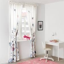 Sanglarka Curtains With Tie Backs 1 Pair Butterfly White Blue 47x98 Ikea Curtains Without Sewing Ikea Curtains