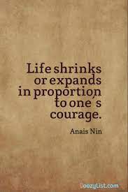 Life Shrinks Or Expands In Proportion To One S Courage Anais Nin Doozy List