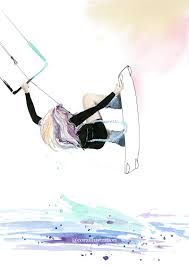 Air Time Surf Art By Cora Illustration Coraillustration Kitesurfing Kiteboarding Kite Ocean Art Surfboard Watercolo Surf Art Surf Artwork Kite Surfing