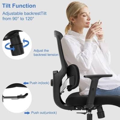 Customer testing an ergonomic mesh office chair in Mauritius