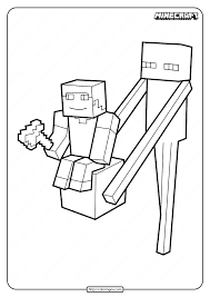 Minecraft coloring pages photo gallery. Minecraft Enderman With Steve Coloring Pages