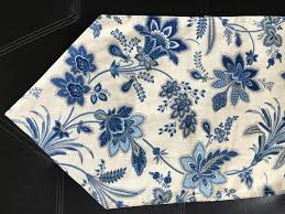 Floral pattern illustrations & vectors. Blue And Ivory Table Runner Floral Pattern Handmade Table Etsy Handmade Table Summer Table Runner Handmade Table Runner