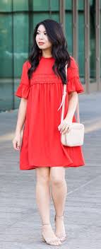 Cute Casual Dress Red Casual Dress Asos Smock Dress Seattle Fashion Blogger Dresses Day Dresses Romantic Outfit