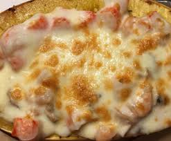 Recette Courge Spaghetti Aux Fruits De Mer Gratines Food Chowder Cheeseburger Chowder