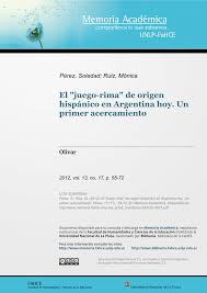 All graphics, games, and other. Pdf El Juego Rima De Origen Hispanico En Argentina Hoy Un Primer Acercamiento En Co Autoria