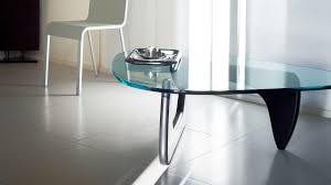 Noguchi table triangle glass coffee table vintage glass end table, solid wood base and triangle clear glass top modern end table for living room, patio, study. Vitra Noguchi Coffee Table Living Edge