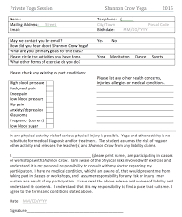 Private Yoga Class Waiver Form Shannon Crow Private Yoga Private Yoga Session Private Yoga Class