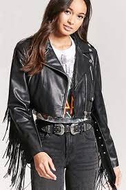 Fringe Faux Leather Jacket Leather Jacket Girl Fashion Clothes Women Faux Leather Jackets