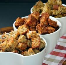 Whole Grain Croutons Garlic Parmesan Fiesta And Pesto Recipe Recipes Croutons Croutons Homemade