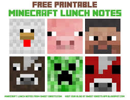 Just Peachy Designs Printable Minecraft Lunch Notes In 2020 Minecraft Lunch Lunchbox Notes For Kids Lunch Box Notes