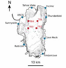Bathymetric Map Of Lake Tahoe With A Contour Interval Of 100