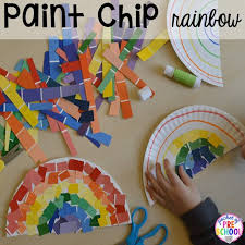 St Patrick S Day Paint Chip Rainbow Craft Plus Free Ten Frame Shamrock Cards For Preschool Pre K And Kindergarten A Preschool Crafts Preschool Art K Crafts