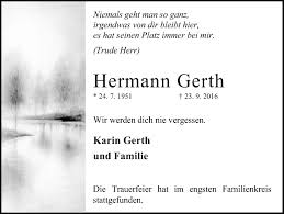 Traueranzeigen von Hermann Gerth