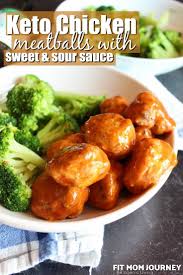 Keto Chicken Meatballs With Sweet Sour Sauce Paleo Whole30 Low Carb Thm S Sugar Free Fit Mom Journey Recipe In 2020 Chicken Meatballs Low Carb Meatballs Keto Chicken