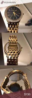 Michael Kors Watch Gold Tone Mk Watch With Navy Blue Face Glass Is In Perfect Condition Only Sig Gold Michael Kors Watch Accessories Michael Kors Accessories