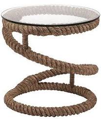 Bosun S Rope Glass Top Round Accent Table Glass Accent Tables Nautical Furniture Accent Table