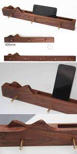 Black Walnut Diy Key Holder Racks Wood Wall Hooks Mobile Phone Holder Stand Beach Bathroom Towel Hook Wall Mounted Coat Rack Coat Rack Wall Home Goods Decor
