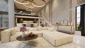 Luxury decoration design's best boards. 3d Rendering Interior House Modern Open Living Space With Kitchen Luxury Stock Photo Picture And Royalty Free Image Image 147135817