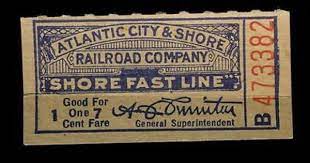 Atlantic City New Jersey Shore Rr Co Ticket Social Security Card Atlantic City Jersey Shore