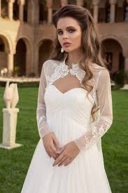 Gerne können sie auch eine ausgefallene jacke passend zum brautkleid kaufen und ihrem look so das gewisse etwas verleihen. Chiffon Empire Lange Armeln Brautkleid Mit Bordure Mit Jacke Mekleid De